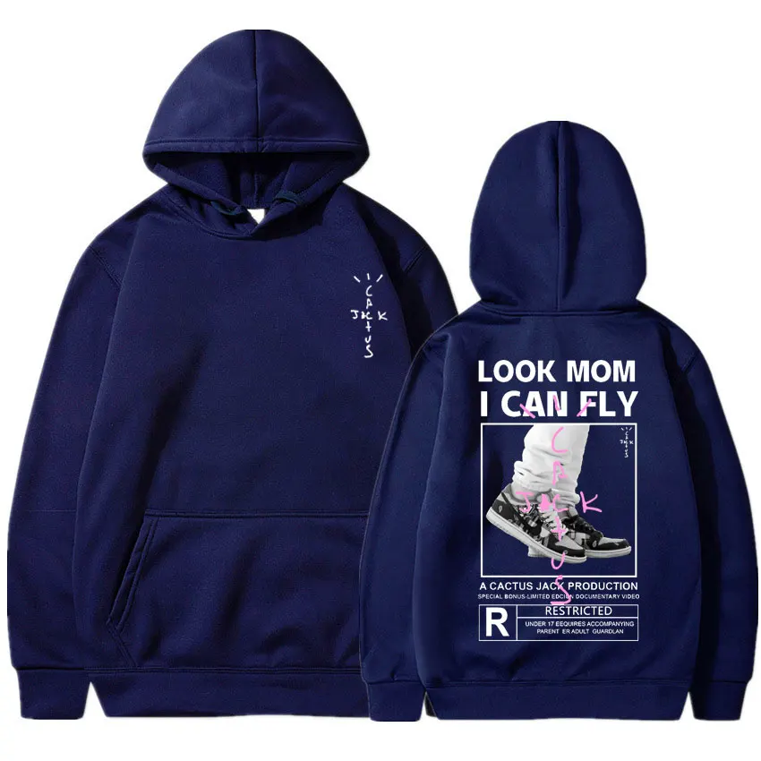 Classic Black White LOOK MOM I CAN FLY Travis Scott Logo Print Hoodie Fashion Men Women Fleece Cactus Jack Hoodies Sweatshirt