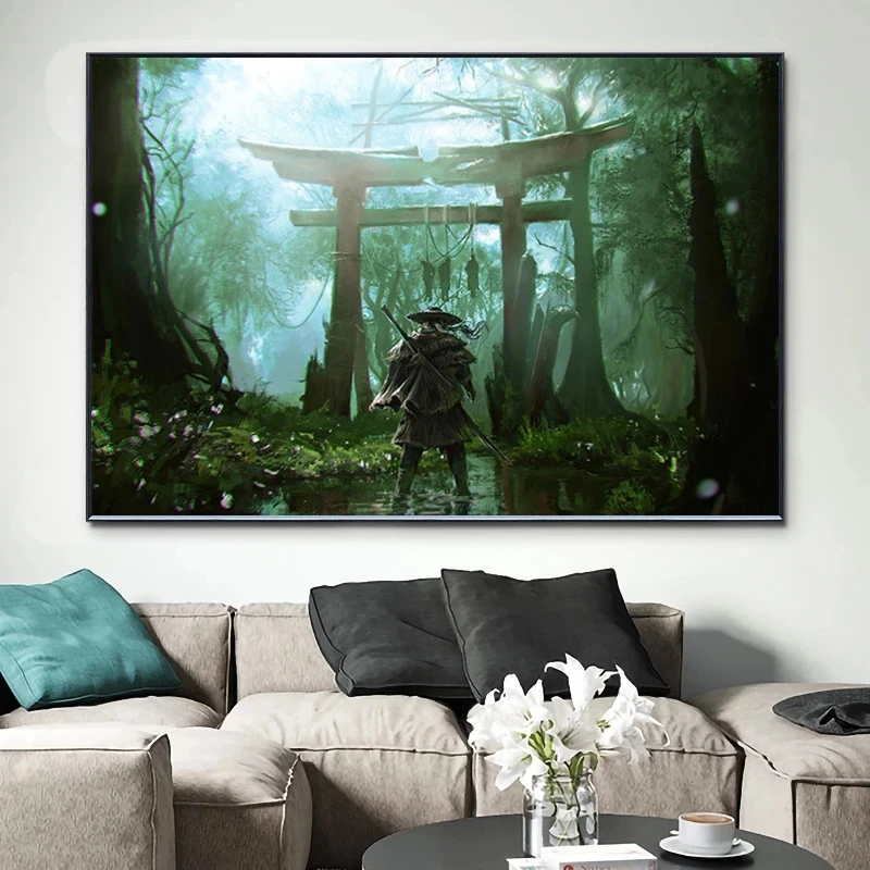 Картина на холсте призрак цушимы в японском стиле