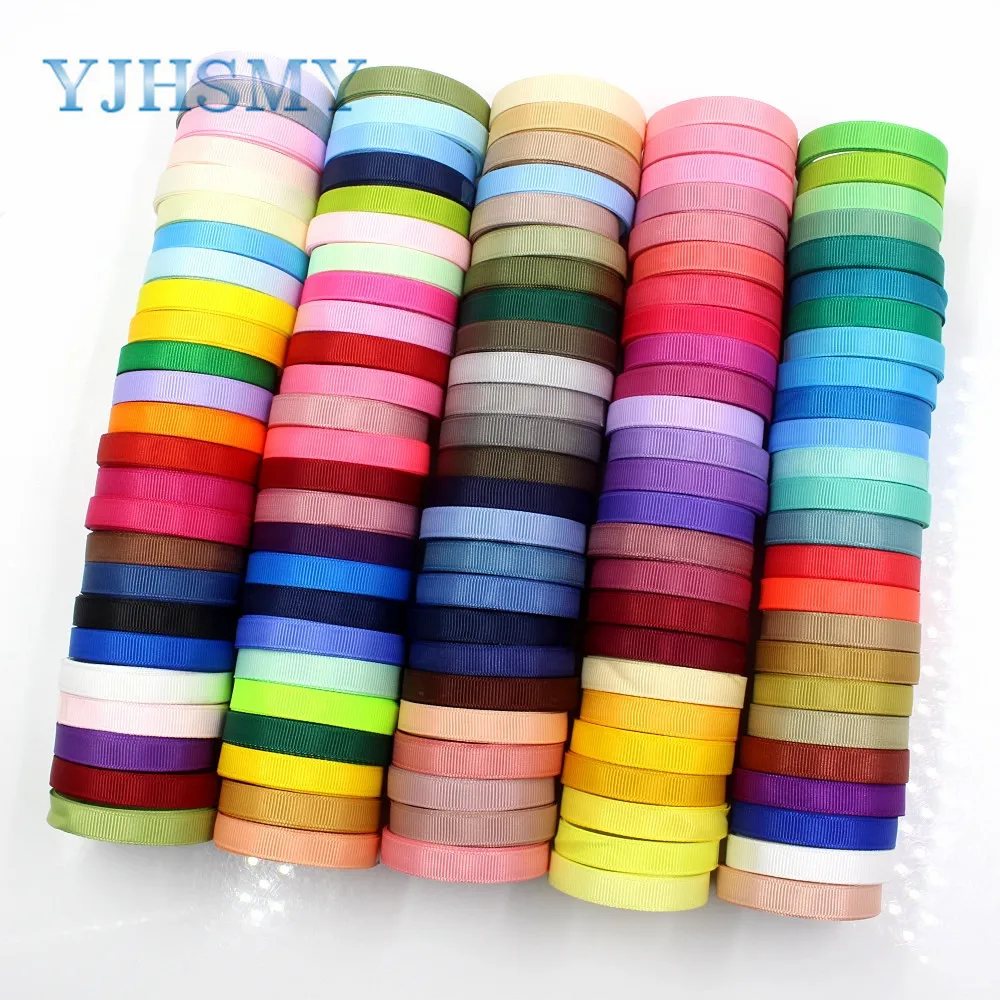 YJHSMY J-181010 10мм 10 ярдов Одноцветная лента из гросгрейна с принтом DIY Ручное изготовление аксессуаров для волос для свадебных вечеринок Декорация.