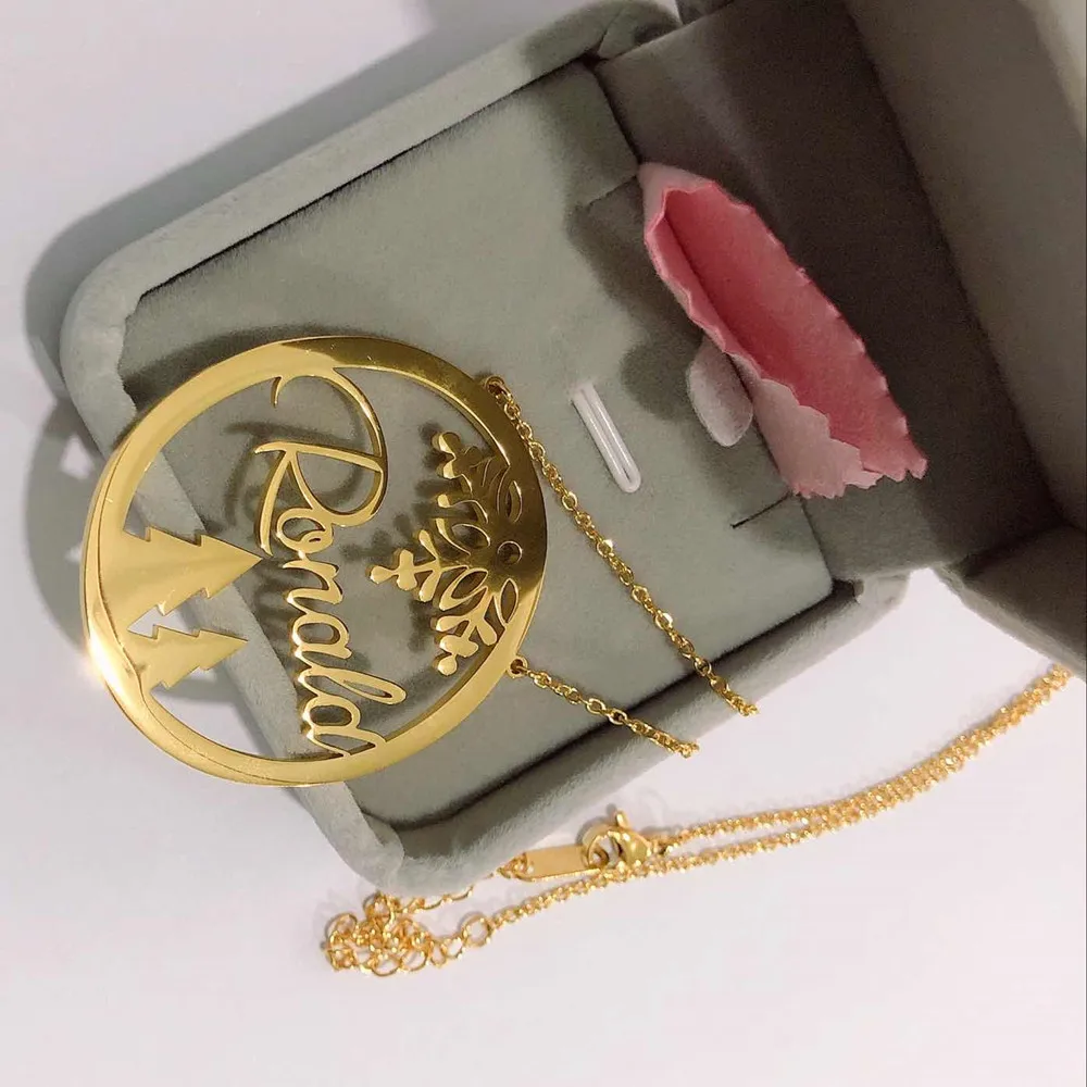 

Рождественские украшения именное ожерелье индивидуальные подвески из нержавеющей стали украшения для рождественской елки Персонализиров...