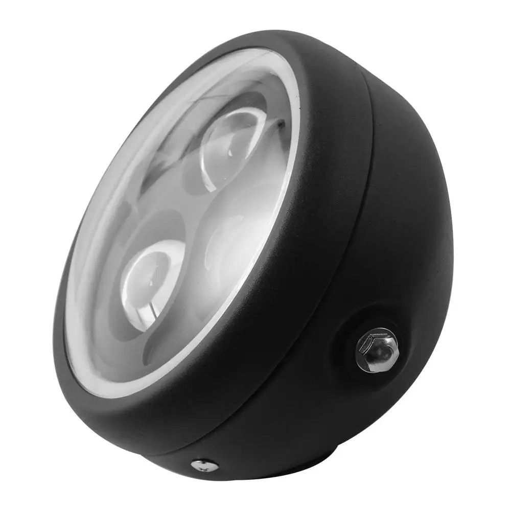 6.5&quot Round Motorcycle LED Headlight with White Halo Angel Eye for Sportster Cafe Racer Bobber |