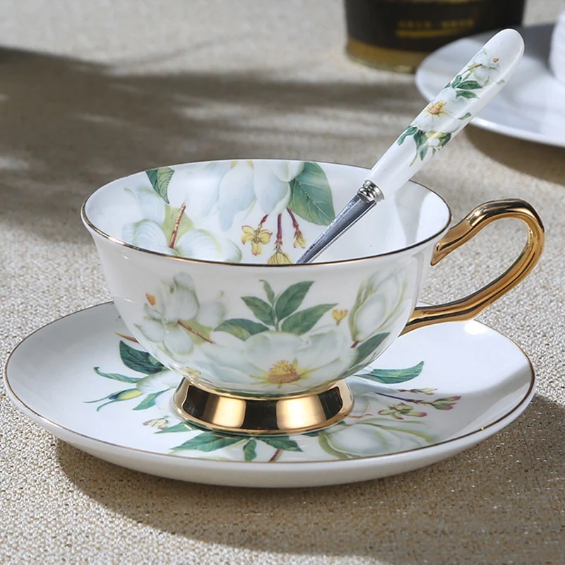 Европейский кофейный набор Camellia Bone британский фарфоровый чайный керамический