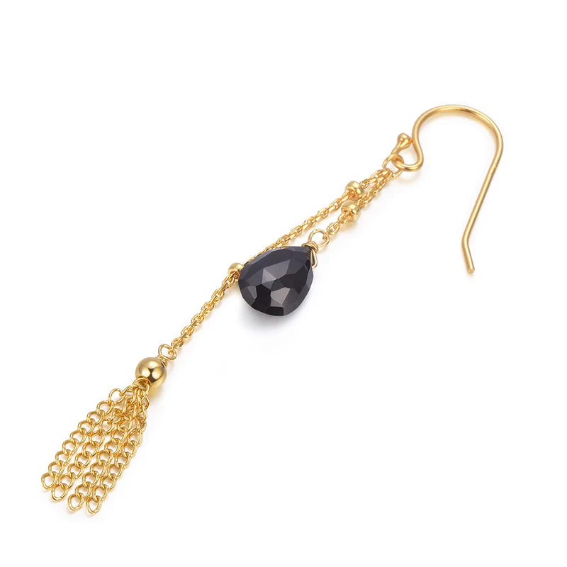 Piara каплевидные граненые серьги с черным ониксом проволочной обмоткой в крючках