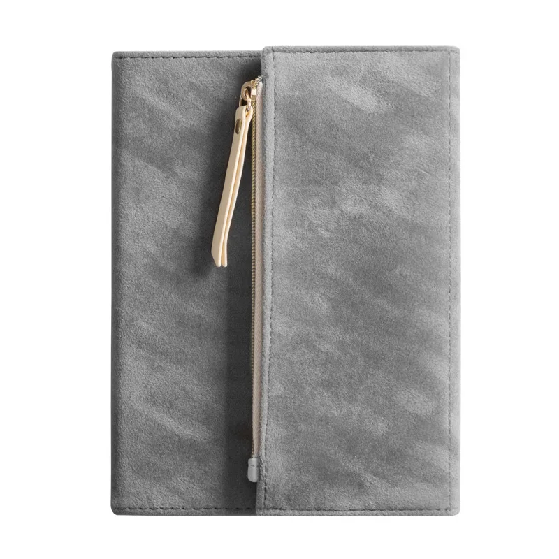 Diary Notebook Pencil case Tri-fold Portable B6 Velvet Office School Supplies Storage Bag Travel Journal Stationary Gift - Цвет: gray