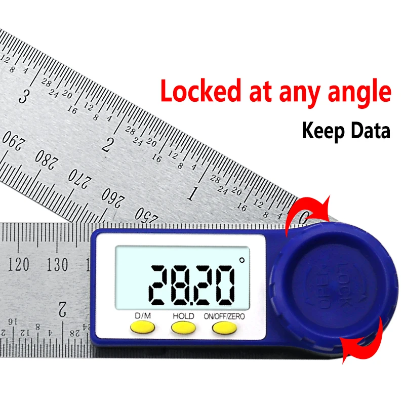 

Digital Protractor 200mm 7 Inch Digital Angle Finder Protractor Ruler Meter Inclinometer Goniometer Level Electronic Angle Gauge