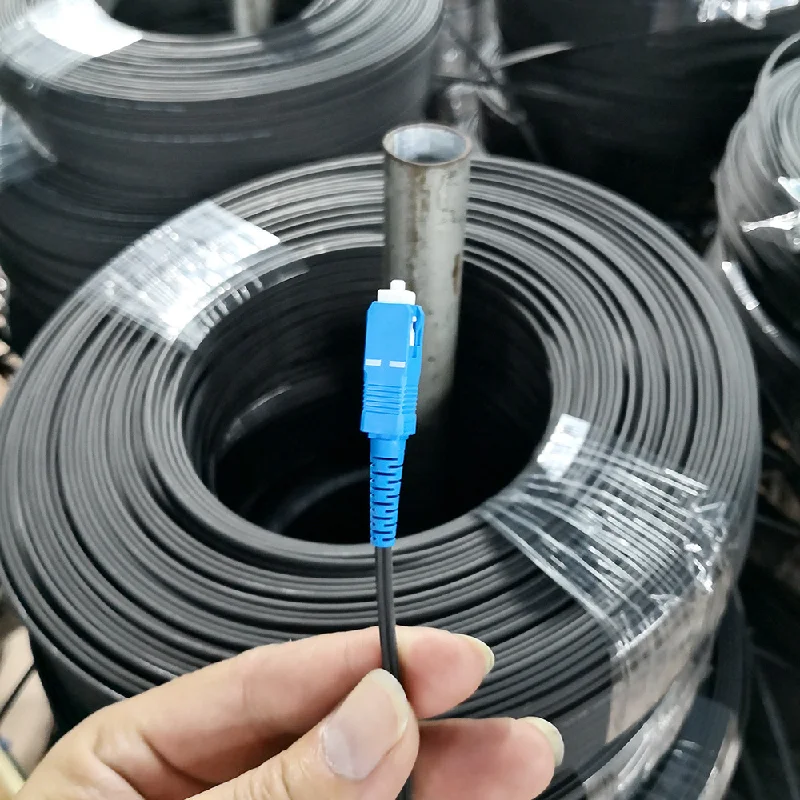 80Meters Optical Fiber Outdoor Drop Cable GJYXCH-1B6 G657A 1 Core 3 Steel Patch Cord SC UPC Single Mode Jumper 5.0mm