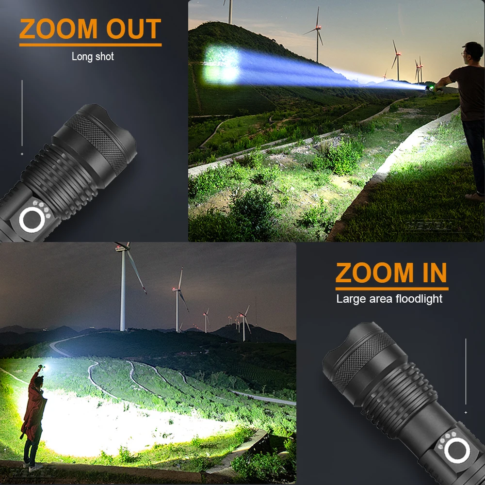 

300000 lumens xhp50.2 led flashlight torch 18650 26650 Rechargeable usb High power led flashlights xhp50 flash light waterproof