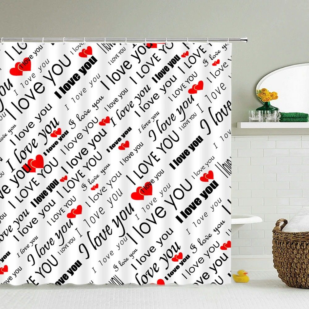 

Waterproof Fabric Modern Love romance Shower Curtains 240X180 Bathroom Decor Pink Lovers Shower Curtain With Hooks Bath Screen