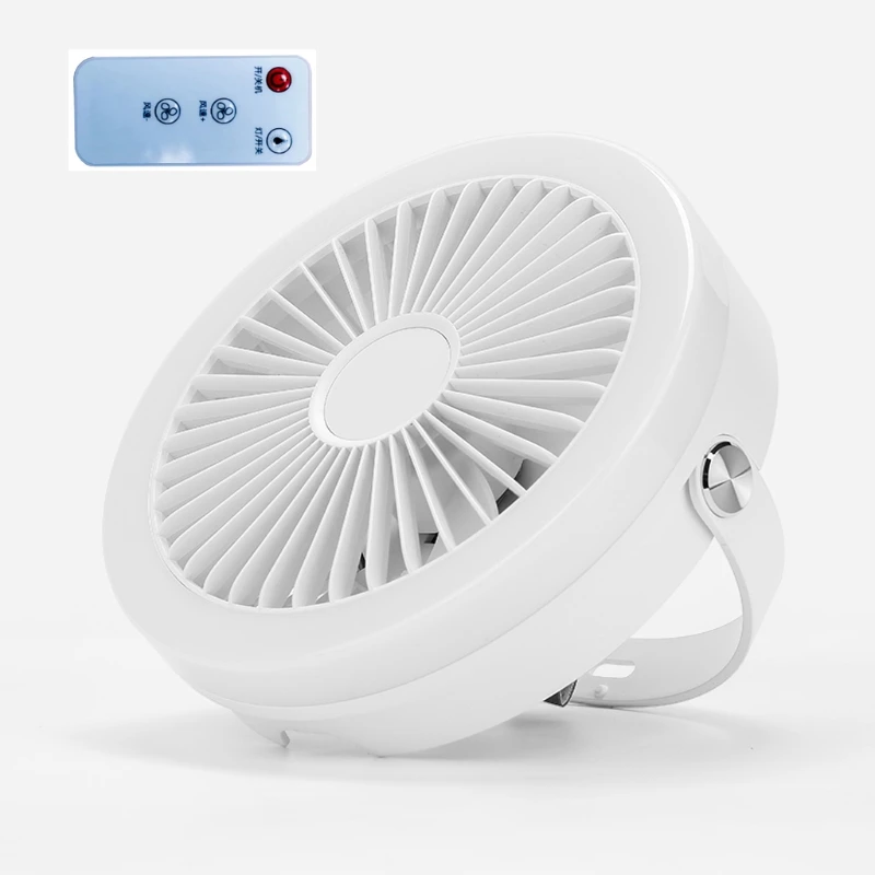 

4000mAh USB Rechargeable Remote Control 3 Gears Hanging Ceiling Fan with LED Light Lamp for Camping Outdoor Tent Bed