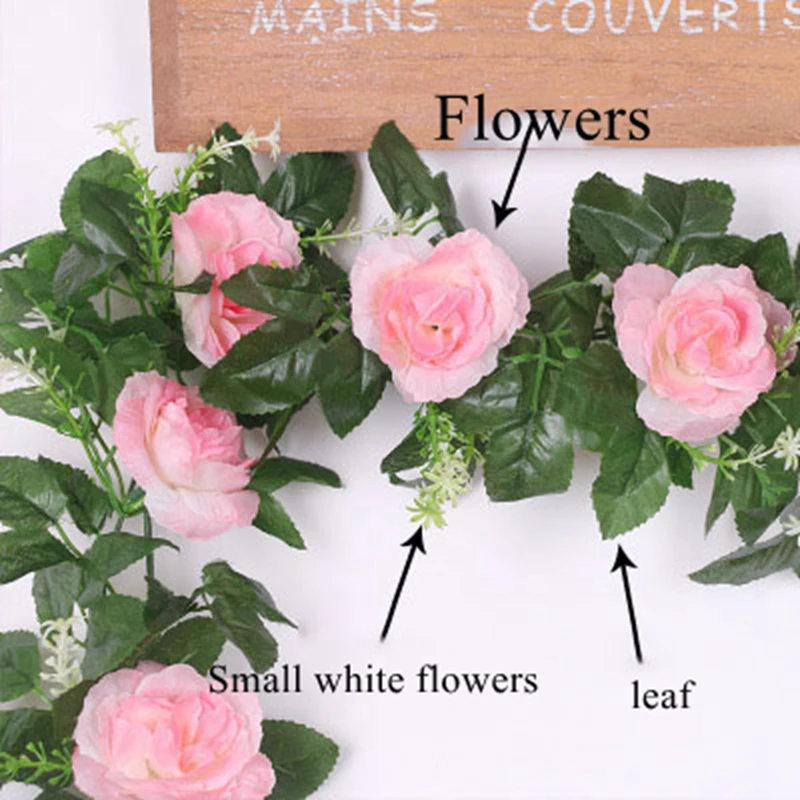 Zerolife Aritficial Flowers Garland Rose Flower Wall For Home Decorations Wedding Fake Vine Ivy Christmas Noel | Дом и сад