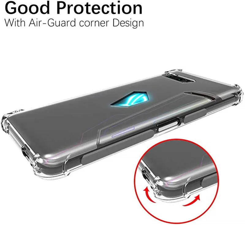 Мягкий прозрачный чехол с подушкой безопасности для телефона Asus ROG Phone II 2 Phone2 ZS660KL