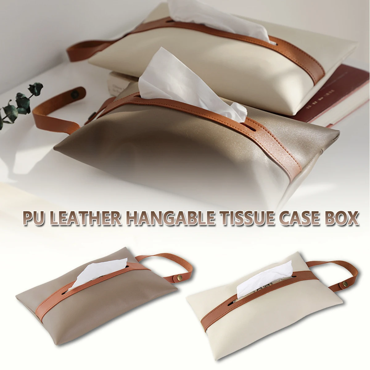 

Home Paper Holder Car PU Leather Tissue Dispenser Holder Office Wall Hanging Tissue Box Travel Tissue Case Paper Storage Bag
