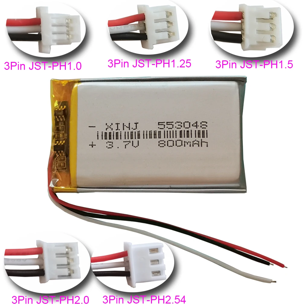 3 7 в 800 мАч 553048 Вт-ч 1 0 термистор провода перезаряжаемый полимерный