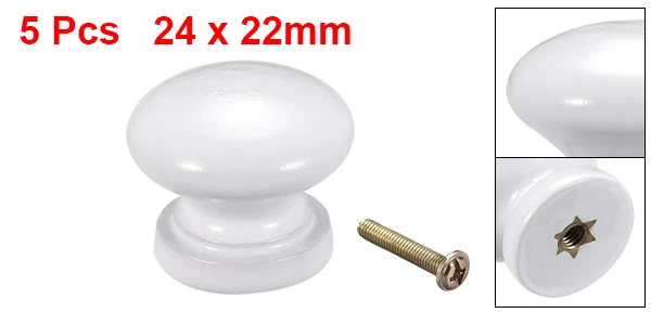 White 24x22mm 5pc Uxcell 5-12 шт. круглая ручка 35 мм 24 мм 28 мм диаметр мебель для шкафа спальни кухни темно-коричневого дерева белого цвета - Цвет: White 24x22mm 5pc