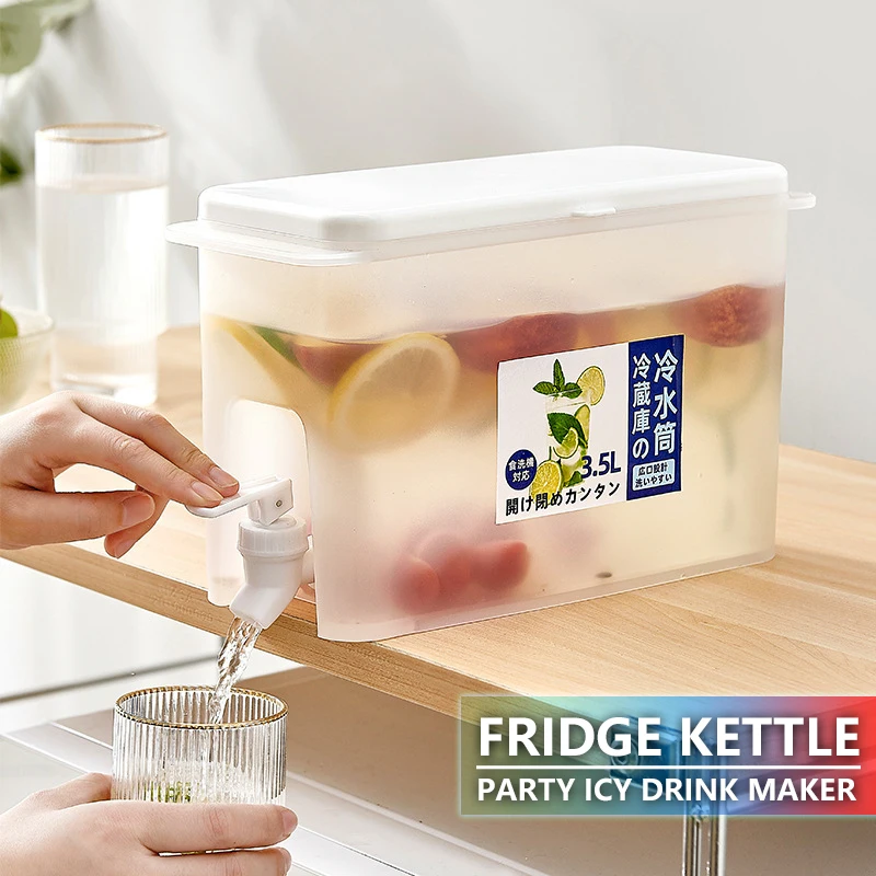 

3500ML Refrigerator Cold Kettle With Faucet Lemonade Bottle Drinkware Kettle Pot Beverage Dispenser Cool Water Bucket Kitchen