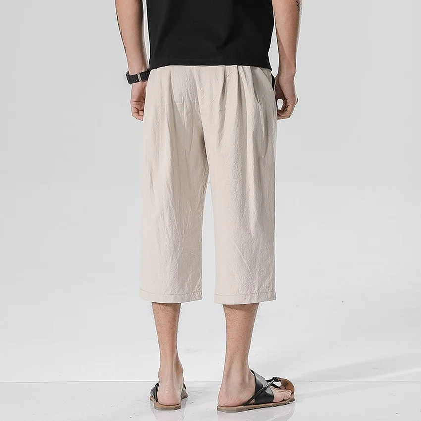 

Men Pants Japanese Costume Kimono Three Quarter Long Haori Beach Casual Loose Unisex Style Kimono Wave Print Japan Harajuku