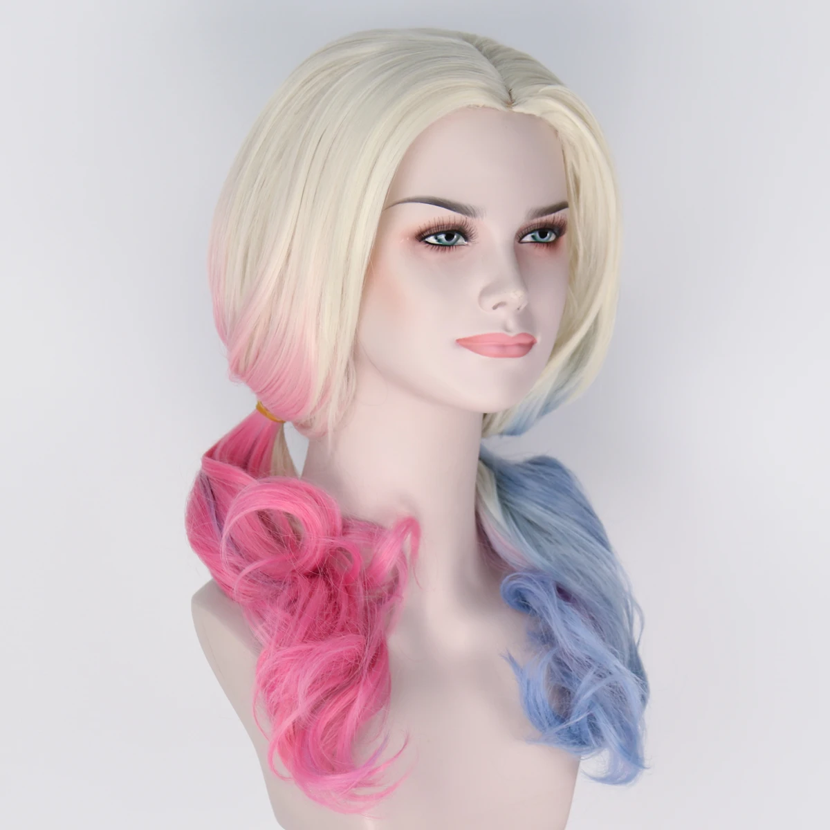 Длинные кудрявые розовые синие волосы Харли Квинн окрашенные цветные парики для