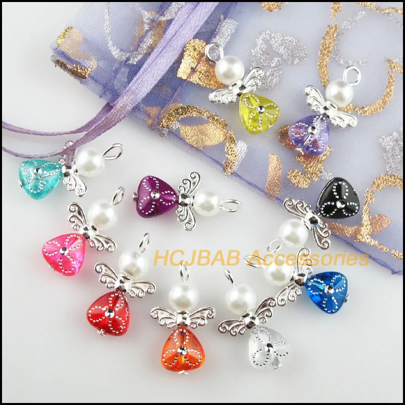 Модные посеребренные Подвески с крыльями смешанное сердце танцующие ангельские