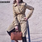 Зимняя одежда, Женское пальто, повседневный двубортный женский простой классический длинный тренчкот, Женская ветровка с поясом