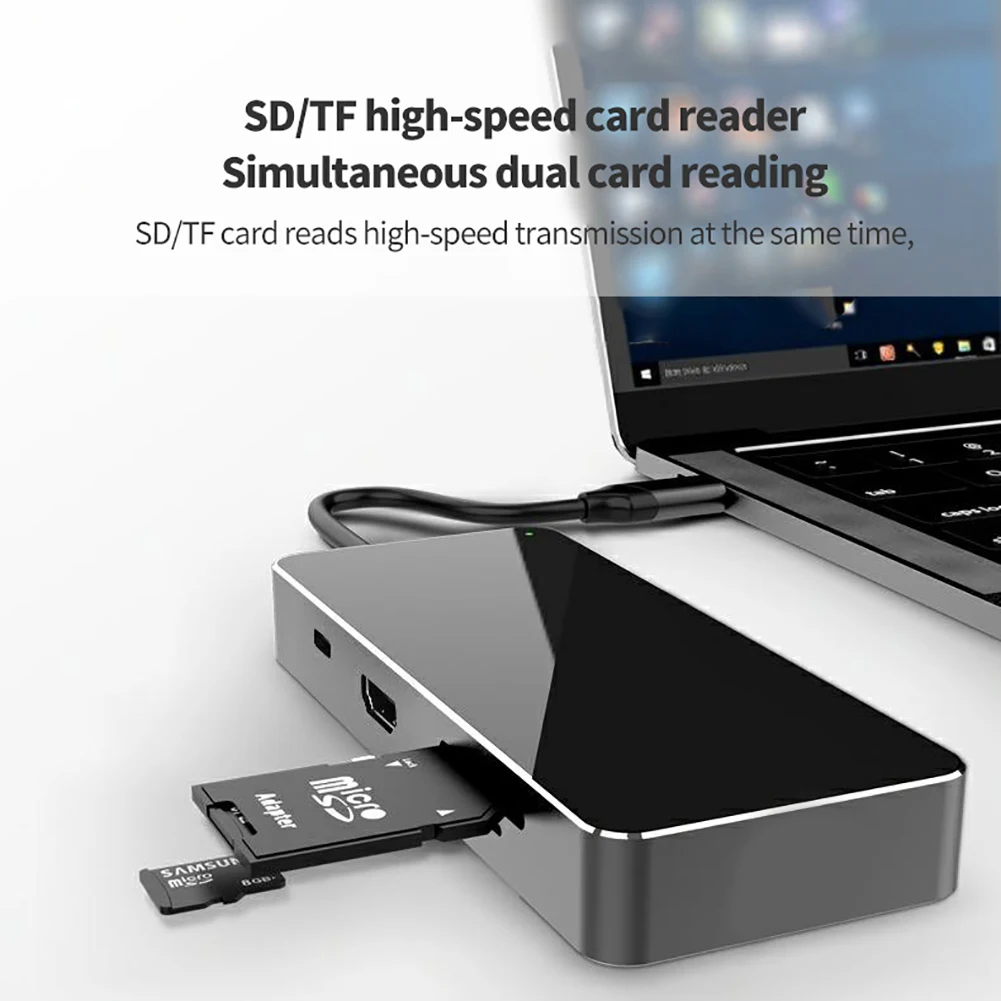 

USB HUB C Adapter 7 in 1 USB C to USB 3.0 HDMI-Compatible Dock for MacBook Pro PD charging USB-C Type C 3.0 with Indicator