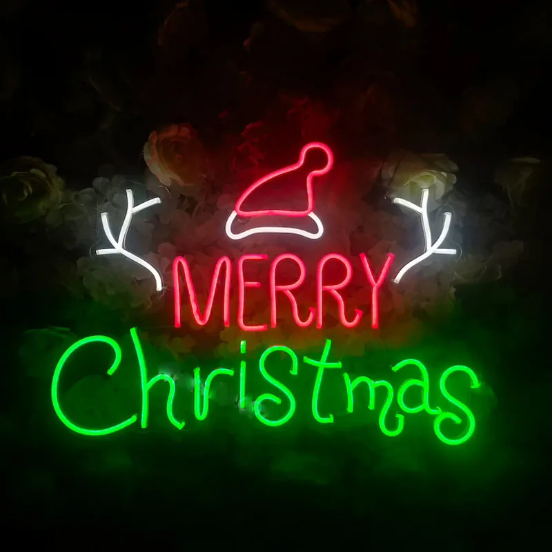 

Рождественская неоновая вывеска на заказ, декоративная светодиодная подсветка с новым годом вечерние для дома, спальни, эстетический декор, индивидуальная лампа