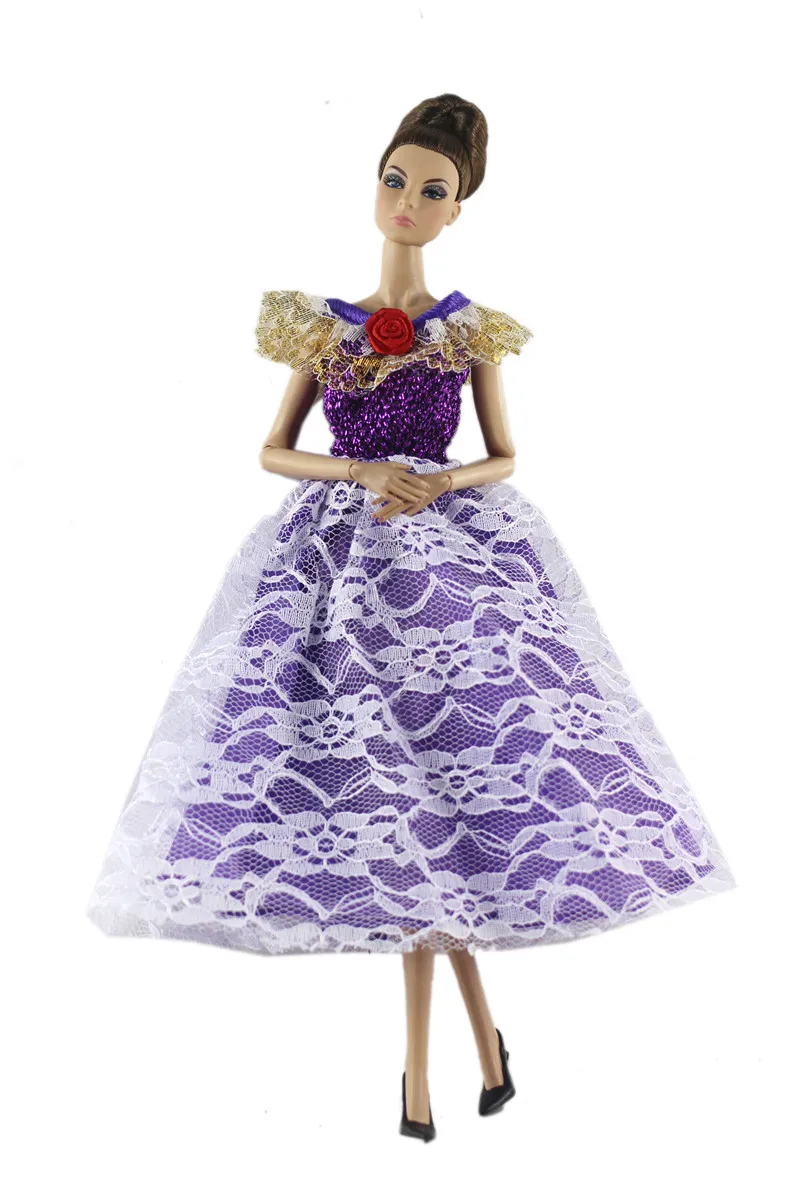 

2021 New Purple Lace Dress Outfit Suit Sets for Barbie BJD FR SD Doll Clothes Role Play Accessories Toys for Girl