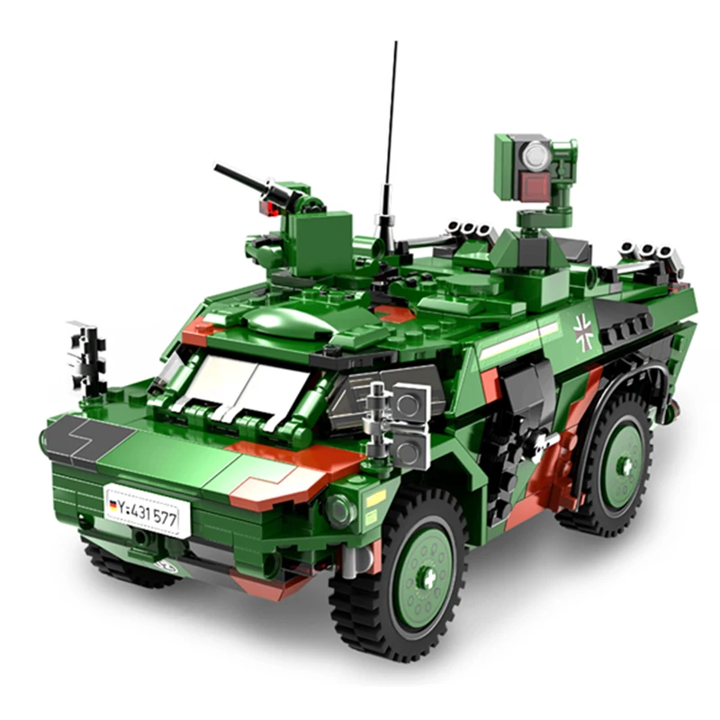 

Xingbao WW2 Germany Military Series 692pcs Fennek Wheeled Armored Reconnaissance Vehicle Building Blocks Bricks Montessori Toys