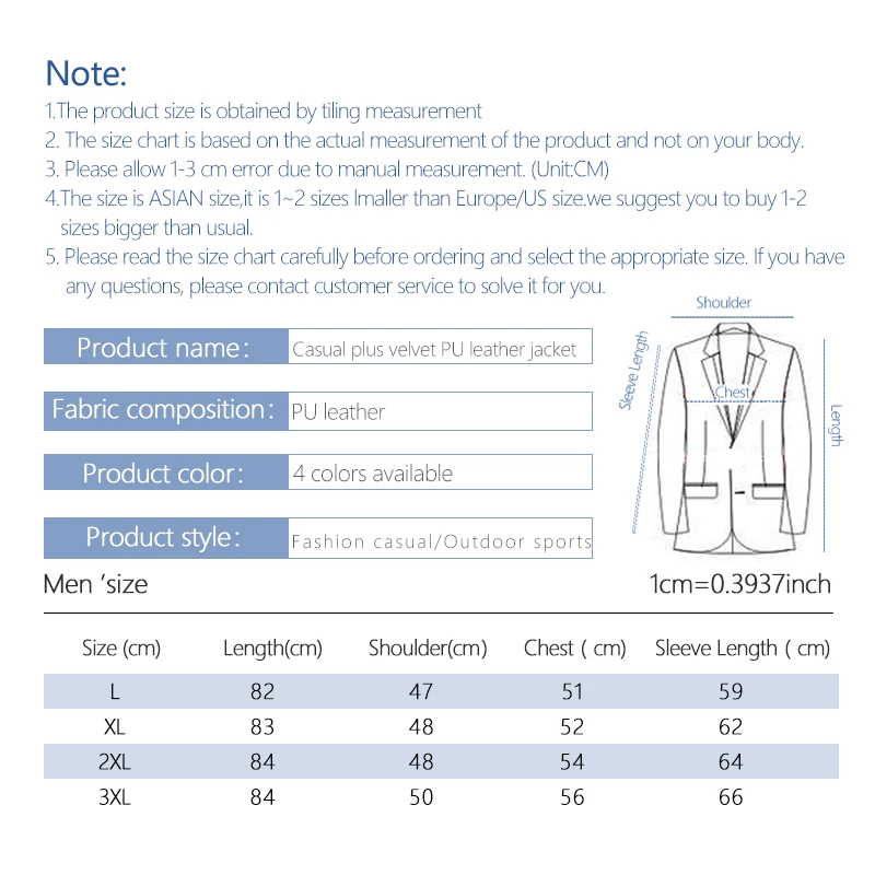 

Men's Plus Cashmere Leather Jacket Winter Solid Color Stand-up Collar Top Men's Clothing Casual Large Size Jackets for Men Brand