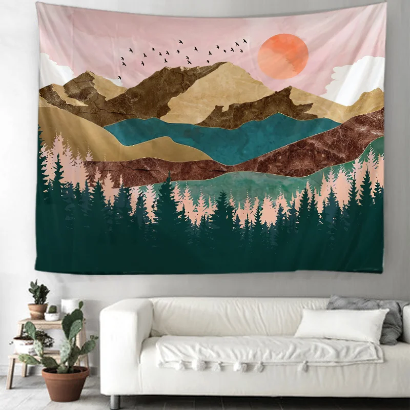 Настенный Гобелен Sunset Mountain настенные гобелены настенное искусство для украшения