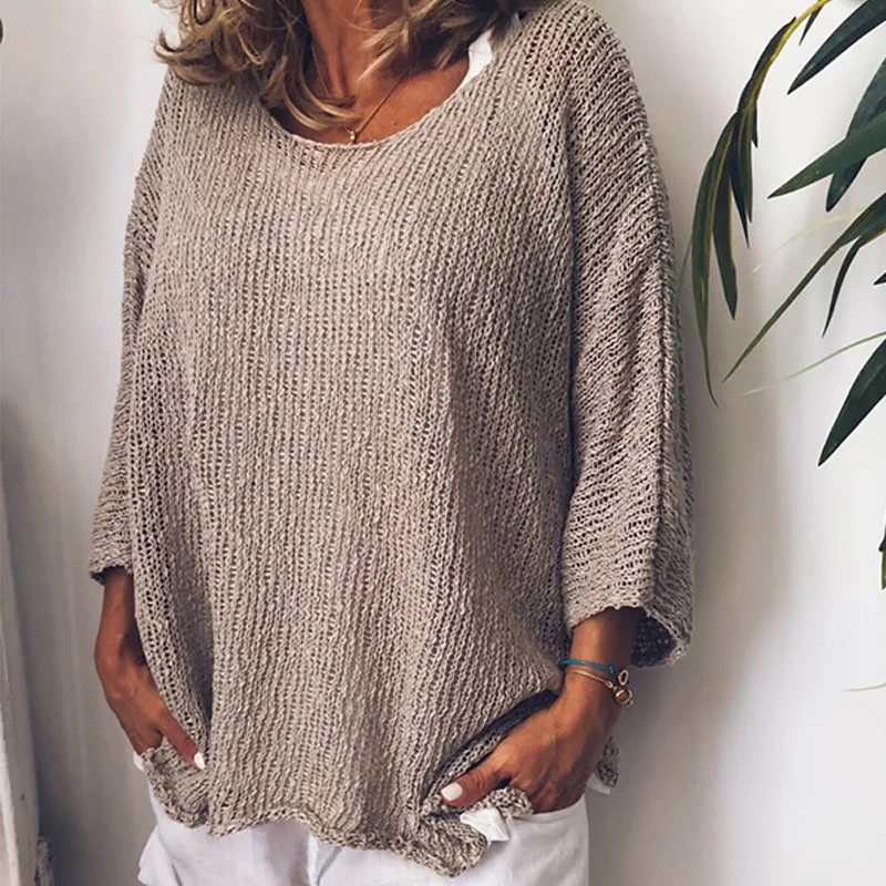 Большие размеры льняная Свободная блузка женская Мода Новые Топы Boho с длинным рукавом и круглым вырезом Женская рубашка размера плюс 4XL 5XL#67