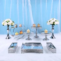 9pcs gold wedding cupcake stand set wrought iron exquisite cake rack base dessert party table candy bar table decor