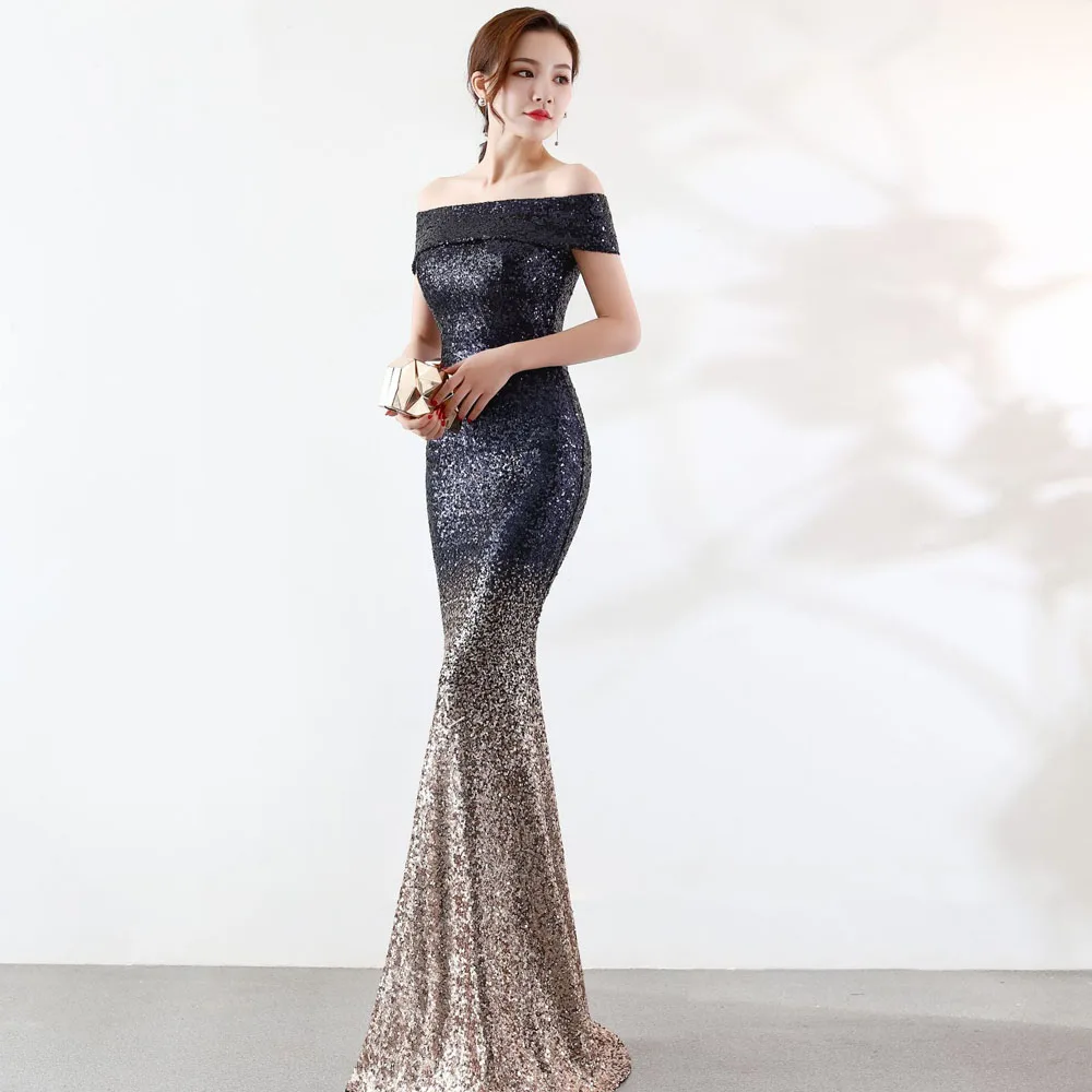 Бургундия с плеча Slash шеи блестками вечернее платье Эластичный Русалка Пол Длина
