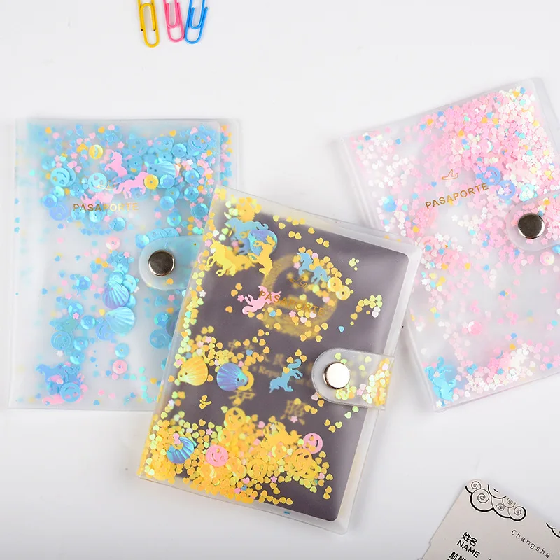 Дорожные аксессуары красивый держатель для паспорта с сыпучим песком Обложка из