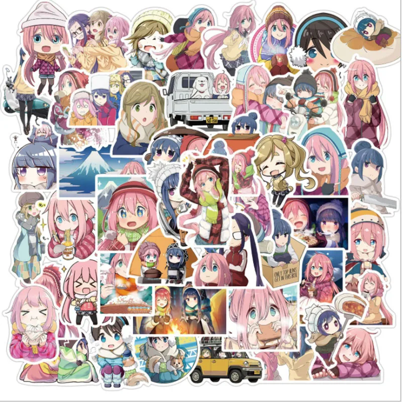 

50 pcs Cartoon sway camping Graffiti Waterproof Skateboard Travel Suitcase Phone Laptop Luggage Stickers Cute Kids Girl Toys