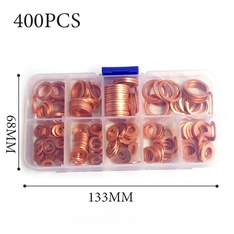 

400Pcs Copper Sealing Solid Gasket Washer Sump Plug Oil For Boat Crush Flat Seal Ring Tool Hardware Accessories Pack New