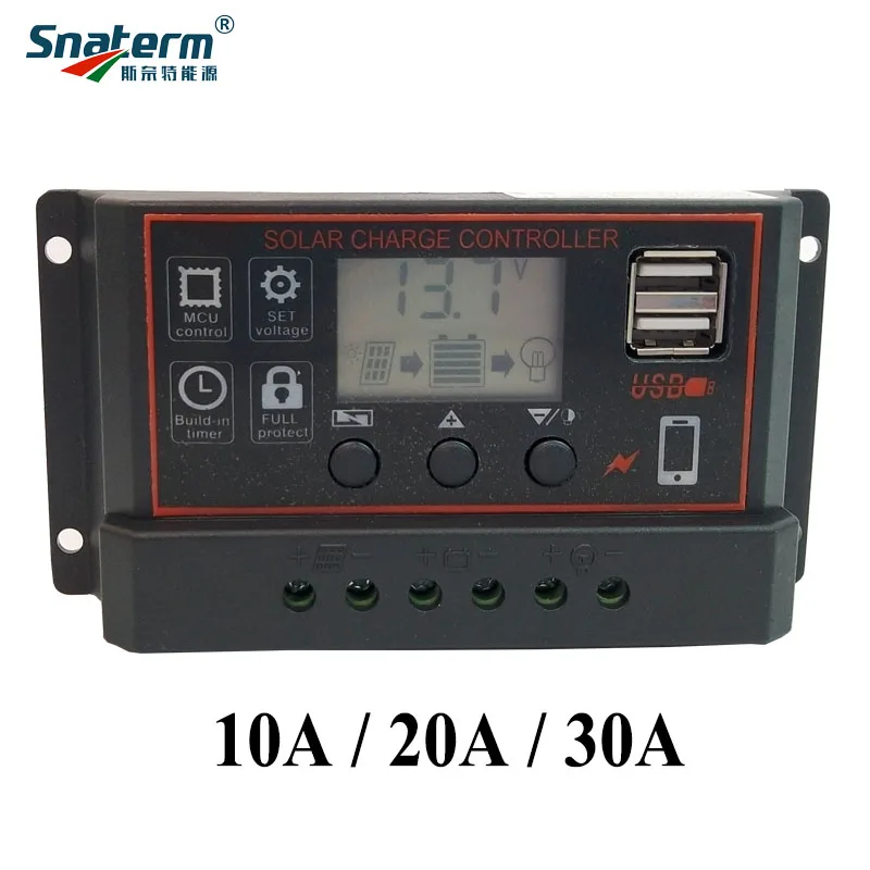 10A 20a 30a PWM солнечный контроллер с ЖК-дисплеем и 5 в USB выход для Солнечная зарядка аккумулятора