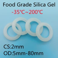 10pcs vmq o ring seal gasket thickness cs2mm od 5 80mm silicone rubber insulated waterproof washer round shape white nontoxic