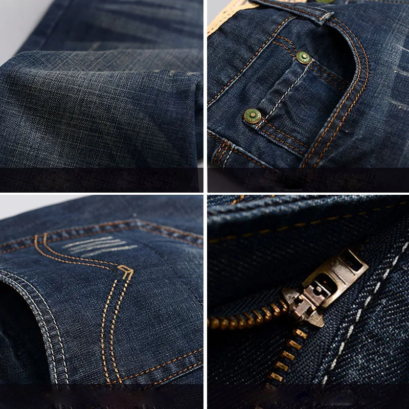 Men Straight Slim Fit Jeans Stretch Fleece Thicken Warm Trousers Casual Daily Office Street Male Denim Pants 28-40