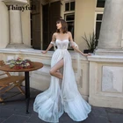 Thinyfull, новинка 2022, длинные трапециевидные пляжные свадебные платья в горошек на бретелях-спагетти, свадебные платья без рукавов в стиле бохо, свадебные платья