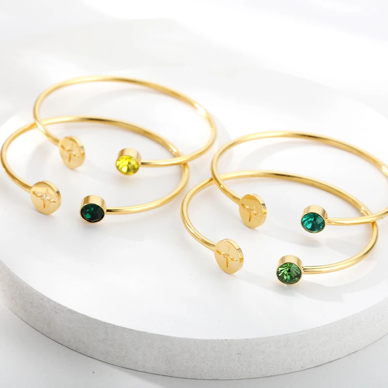 Birthstone Heartbeat Cardiogram Bracelets For Women Bangle Stainless Steel Adjustable Bracelet for Couple Birthday Jewelry Gifts | Украшения