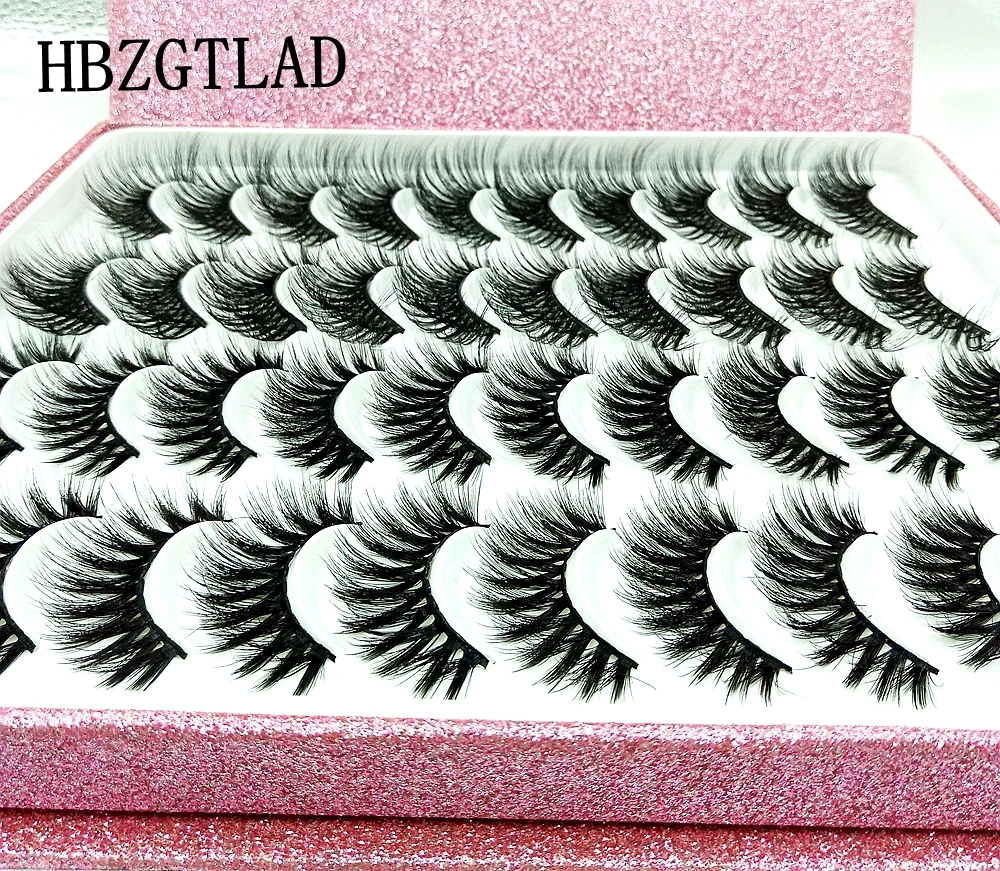 HBZGTLAD 20 pairs Wispy Fluffy natural long false eyelashes makeup 3d mink lashes Stage Makeup eyelash extension for beauty 5D | Красота и