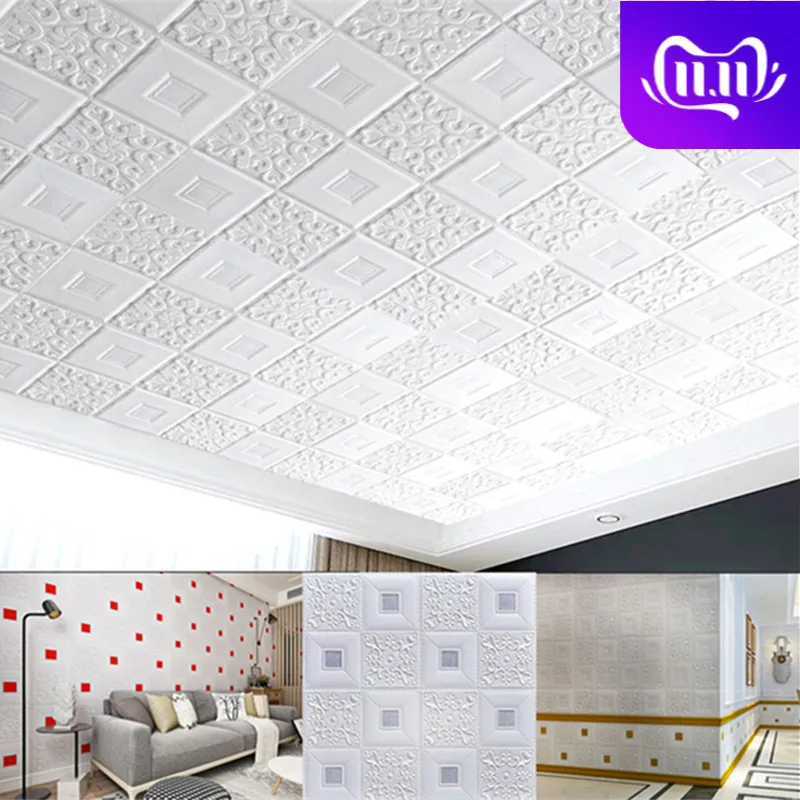 

3D Wall Stickers ceiling sticker roof decoration Foam wallpaper waterproof DIY TV background wallpaper decoration poster 10pcs