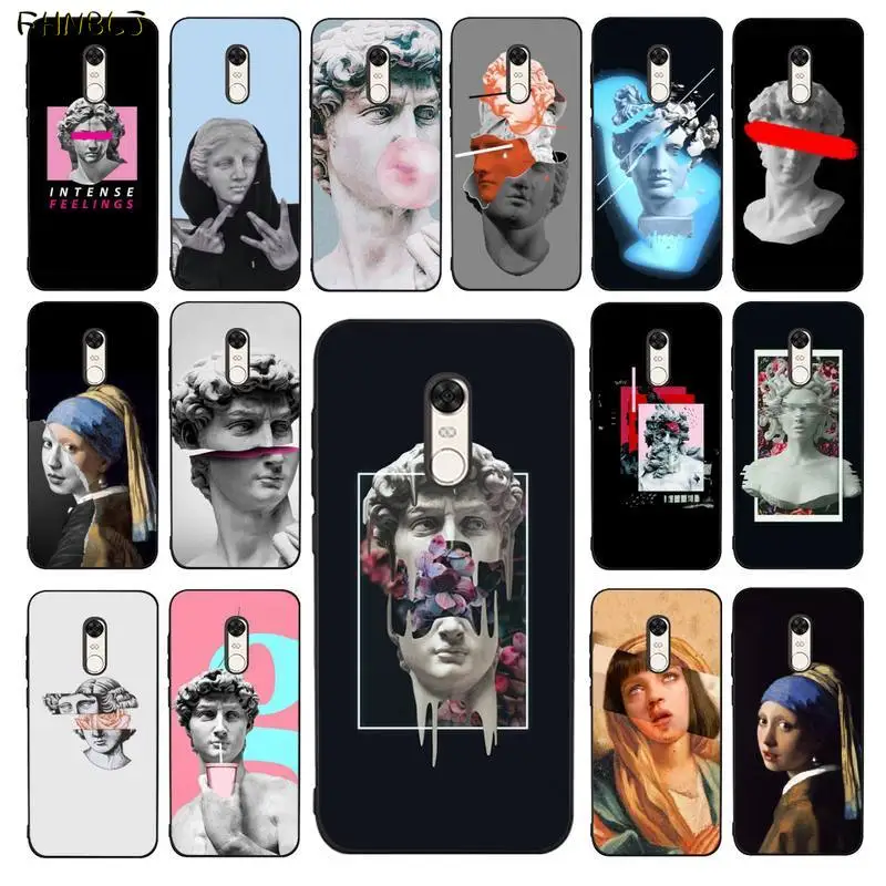 FHNBLJ Mona Lisa Art David черный мягкий чехол для телефона из ТПУ RedMi 5 5plus 6 6pro 6a s2 4x7 7a 8