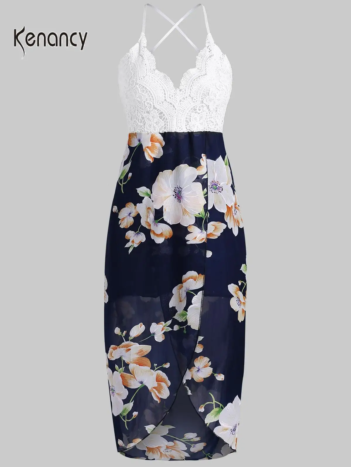 Женское платье с цветочным принтом Kenancy летние кружевные платья со вставками без