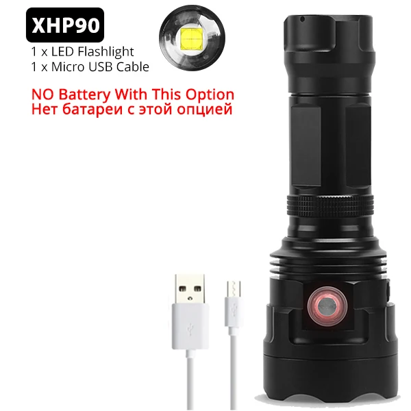 Package F Яркий Перезаряжаемый светодиодный светильник XHP70.2 XHP90, мощный фонарь, водонепроницаемый охотничий светильник, 18650 или 26650 Battey - Испускаемый цвет: Package F