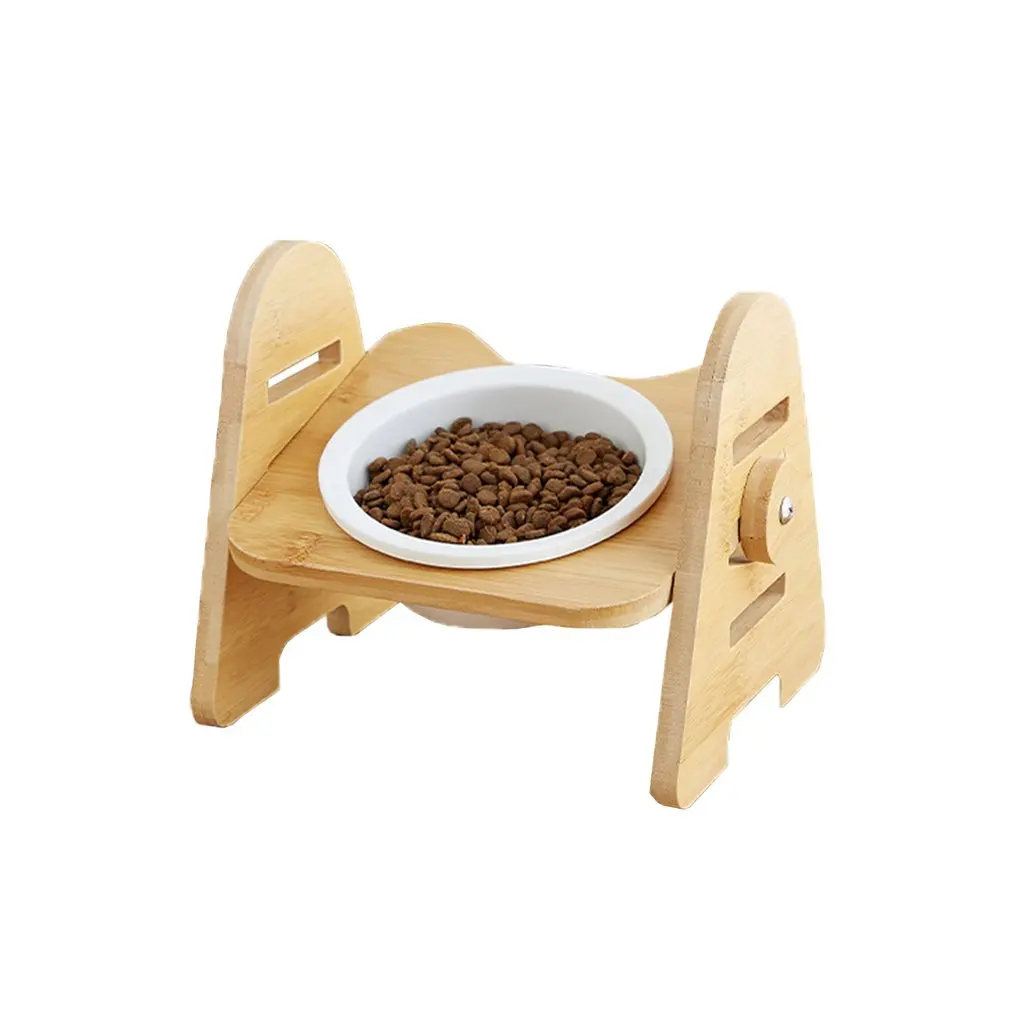 

Bevel Raised Pet Bowl Adjustable Elevated Food Bowl Water Bowl Stand Feeder With Ceramic Bowls Pet Supplies