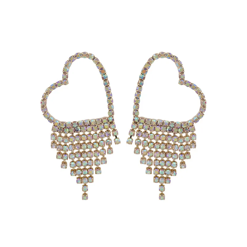 

Ladies Elegant Jewelry Trendy Hollow Heart Earrings Long Zirconia Tassels Earring Women's Romantic Accessories Classic Jewellery