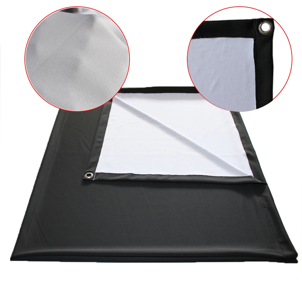 Portable White Surface Black Bottom Projector Screen 60 72 84 100 120 Inch 16:9 HD Foldable Anti-Wrinkle Movie Screens | Электроника