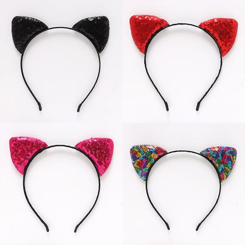 

Повязка на голову с радужными блестками и кошачьими ушками