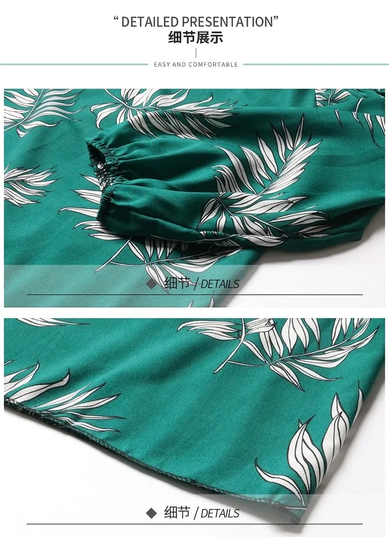 

New Women's Blouses Nice Spring Summer Shirts Female Leaf Print Blouse Sexy Suspender Off Shoulder Chiffon Shirt Long Sleeve Top